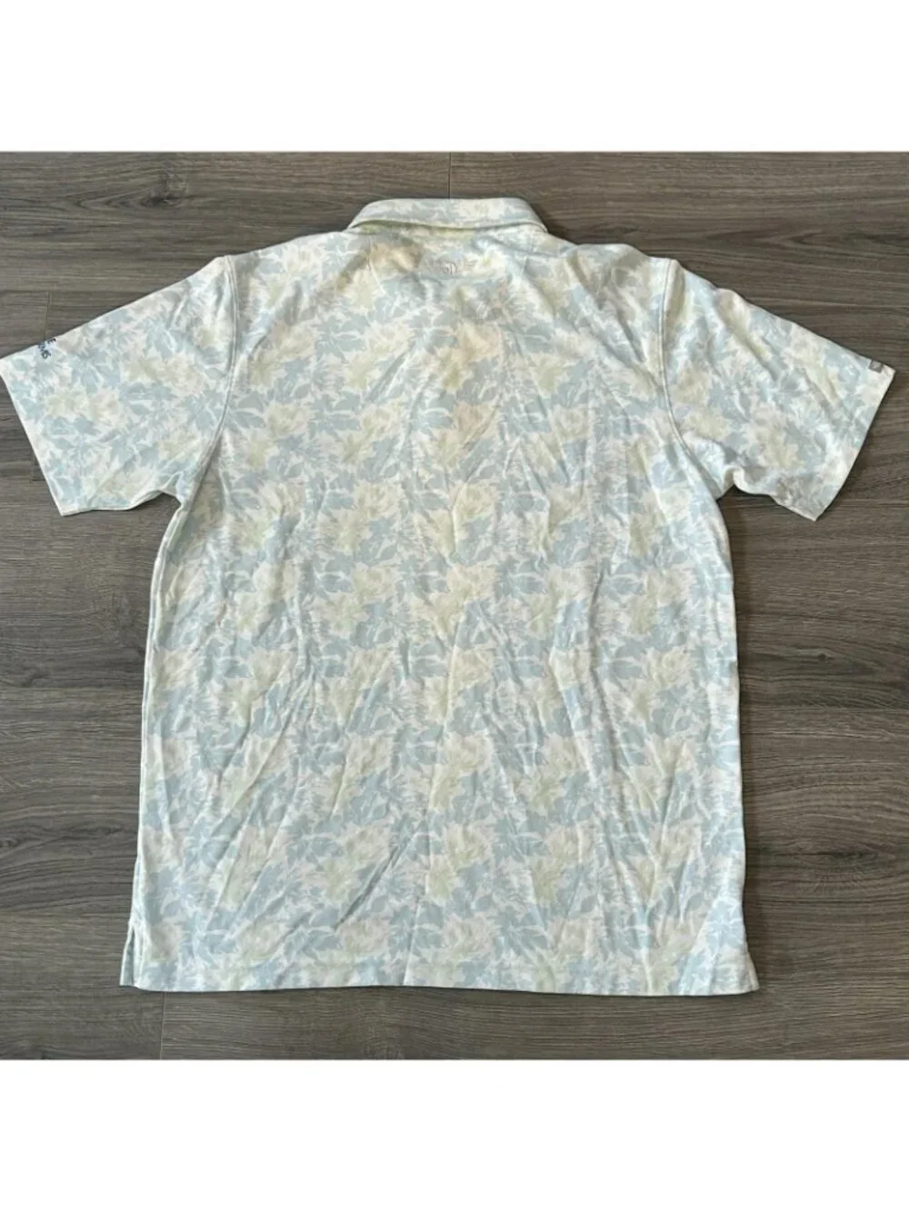 Straight Down Polo Shirt Mens Large Blue Floral The Farms Golf Pima Cotton Blend